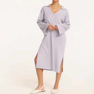 J Crew New Long sleeve Wool Sweater midi dress sides slit flare sleeves